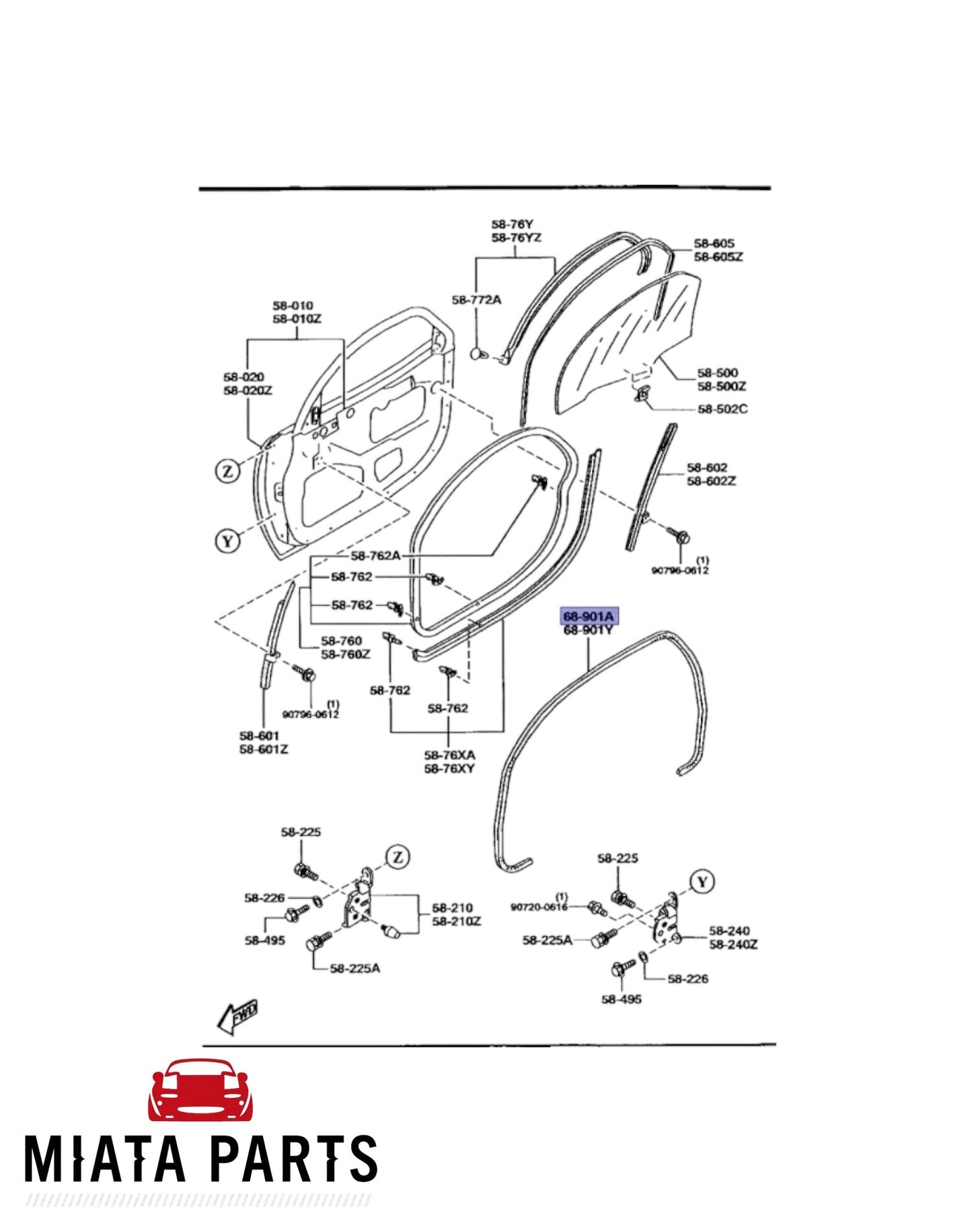 RX7 FD Body Door Seal (On Body) (New) (Genuine)