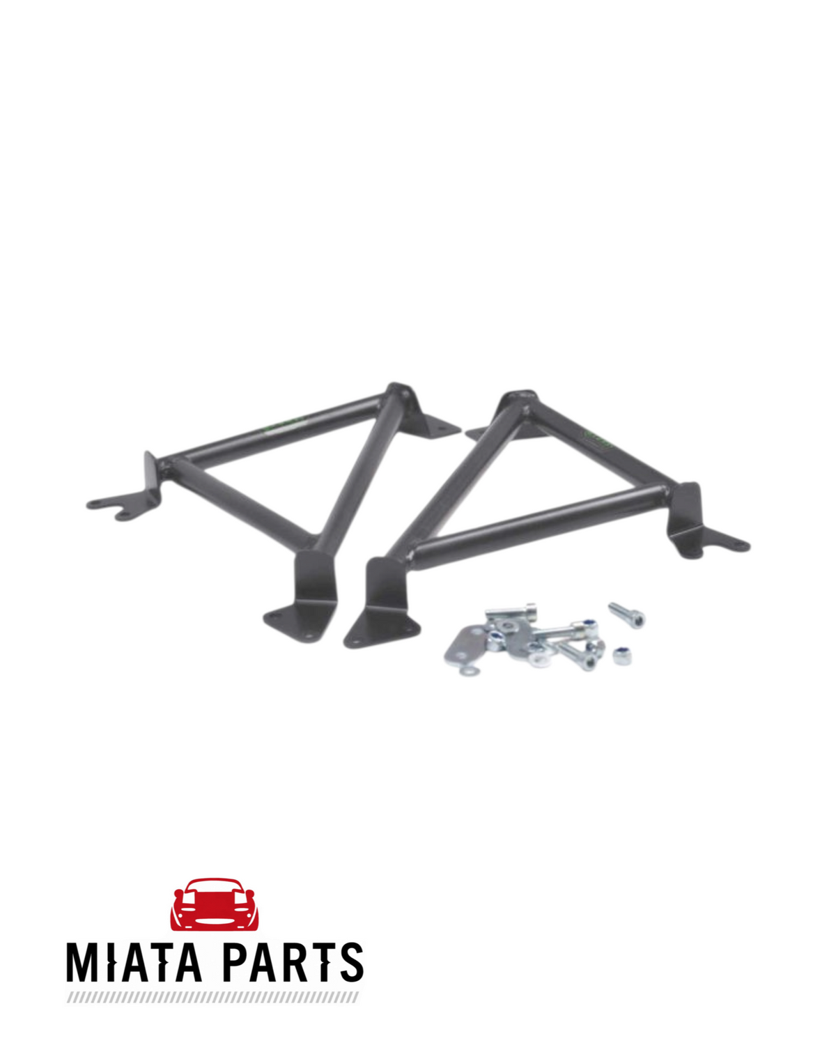 Miata Parts NZ Cybul frog arms guard braces in graphite grey steel for Mazda MX5 NA and NB with installation hardware