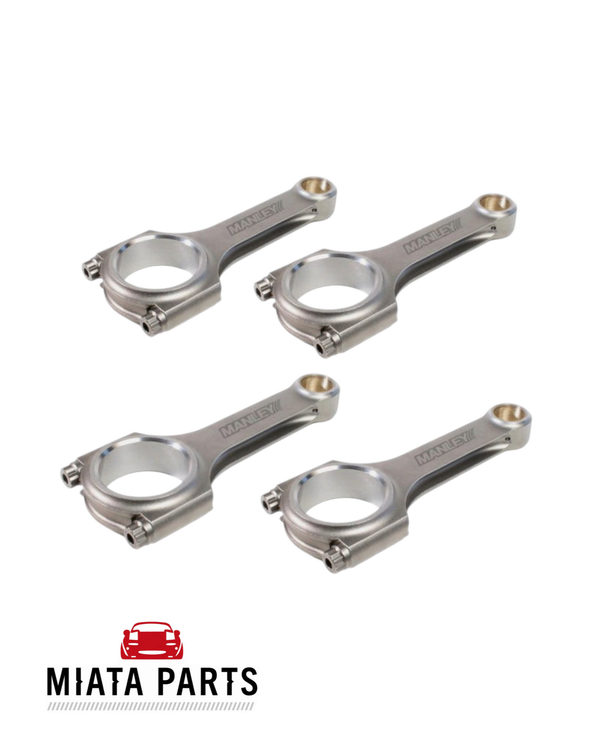 Miata Parts NZ set of four Manley forged 4340 steel H-beam connecting rods for Mazda MX-5 NA and NB engines.