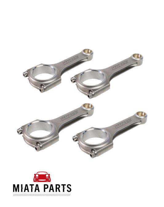 Miata Parts NZ set of four Manley forged 4340 steel H-beam connecting rods for Mazda MX-5 NA and NB engines.