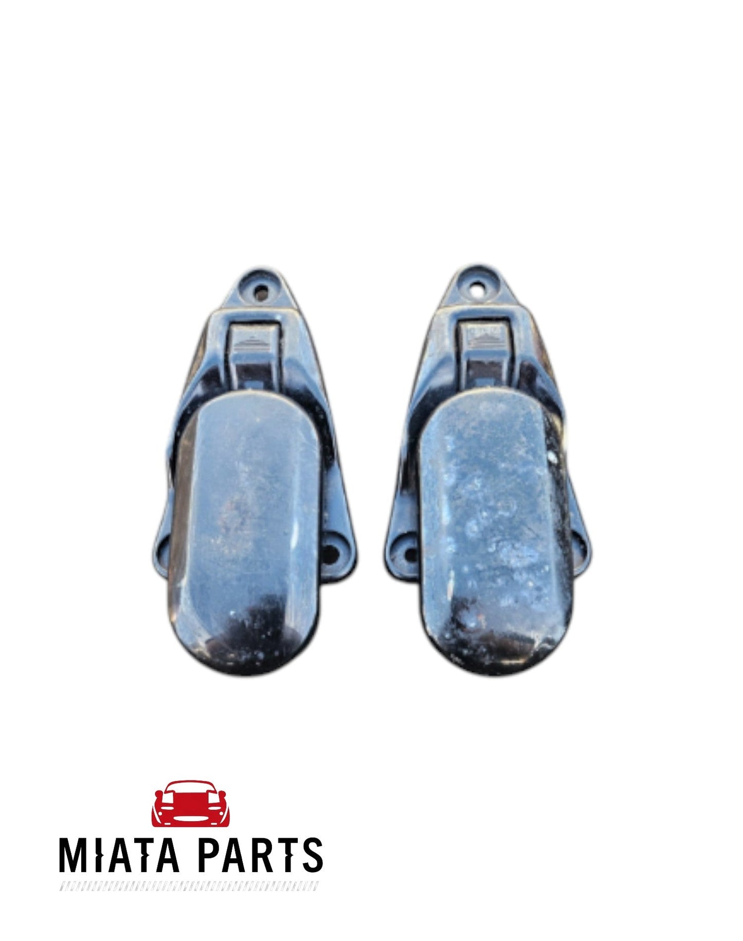 Miata Parts NZ used black metal side latches for Mazda MX5 NA hardtop, shown as a pair.