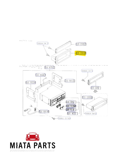 Genuine Mazda MX5 NA radio cubby storage diagram from Miata Parts NZ for 1989-1997 models